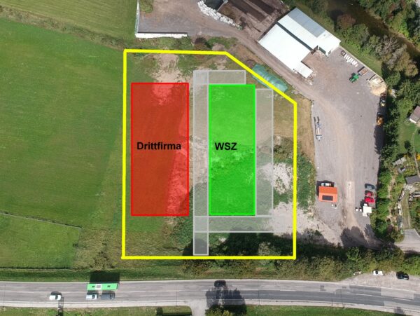 Luftaufnahme des geplanten WSZ mit angedachter Aufteilung der Flächen