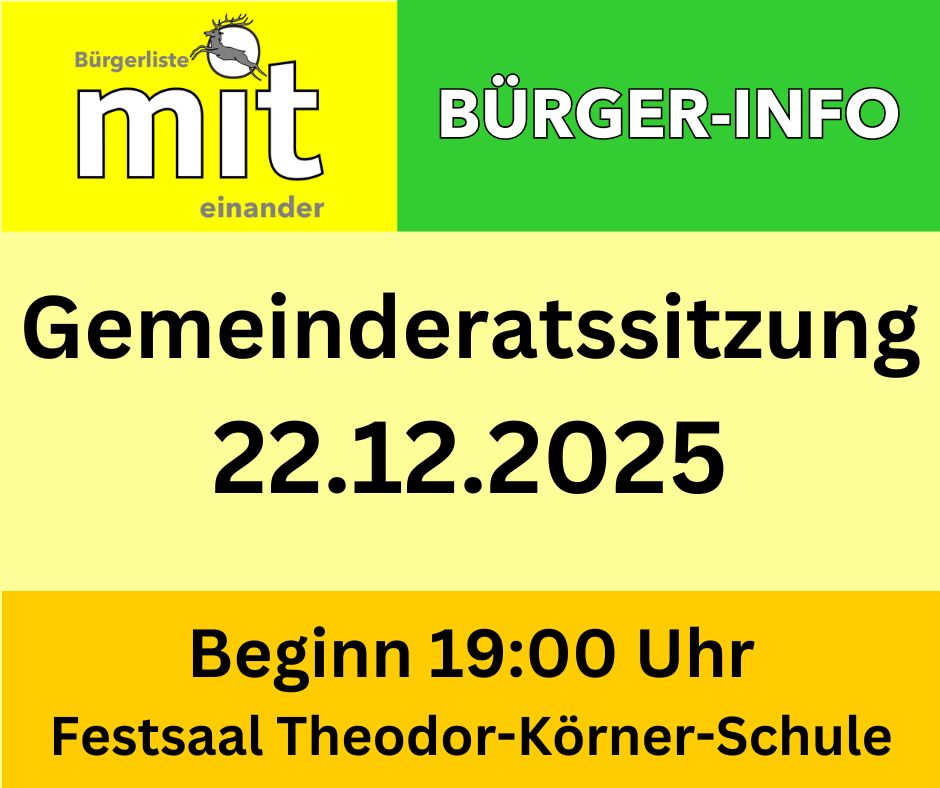 Gemeinderatssitzung am 22.12.2025 um 19:00 Uhr im Festsaal der Schule in St. Veit